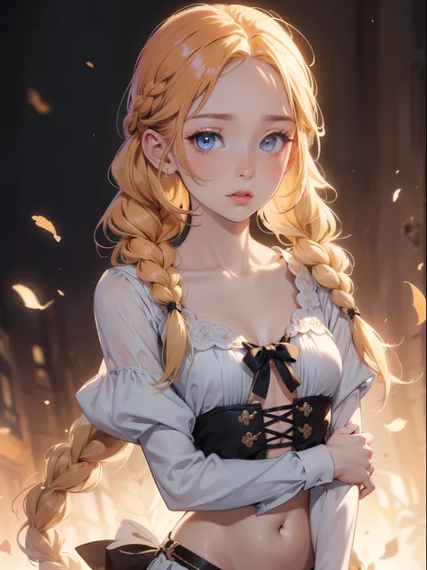  ((best quality)), ((masterpiece)), (detailed), 1girl, (big forhead:1.2),extremely detailed cute anime face, (((flat chest))), (flat chest:1.1),((((long twin braids,tight braids,long braid,braided hair,long hair)))),intricate eyes,beautiful detailed eyes,s...