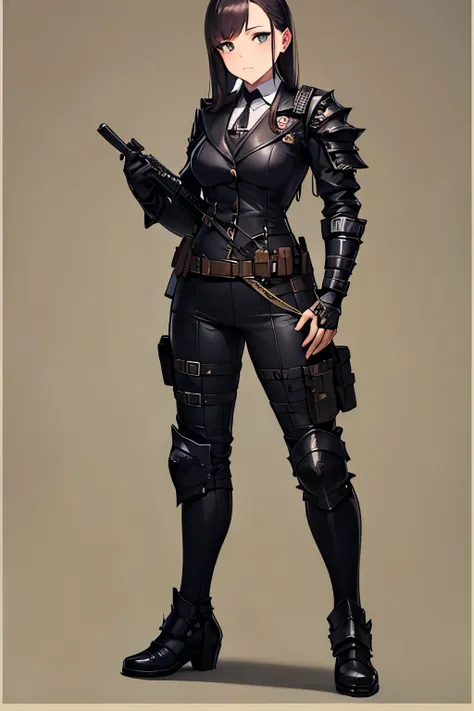 Tactical knight, light armor, tactical equipment, tactical straps, leather equipment, tactical accessories, knight accessories, 1girl, medieval background, tactical armored boots, knife sheath equipment, 1girl, full body, spy suit, gothic costume, elegant ...