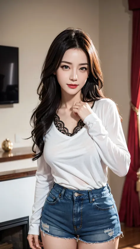 ((RAW photograph, Realistic photo, Best quality, 8K, Masterpiece: 1.3)), (raw photo:1.2), Hyperrealist portrait gorgeous Beautiful Chinese woman, mature woman, 40 years old, pretty slender body, (beautiful breast: 1.2), very detailed eyes and face, (lustfu...