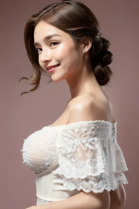 ((Highest quality, 8k, masterpiece: 1.3)), sharp: 1.2, Perfect Body Beauty: 1.6, ((Layered Hairstyles, Small breasts: 2.0)), (white lace dress: 2.0, Off-the-shoulder dress: 2.0, Dresses with visible breasts: 2.0), ((long hair: 2.0)), ((necklace)), Earrings...