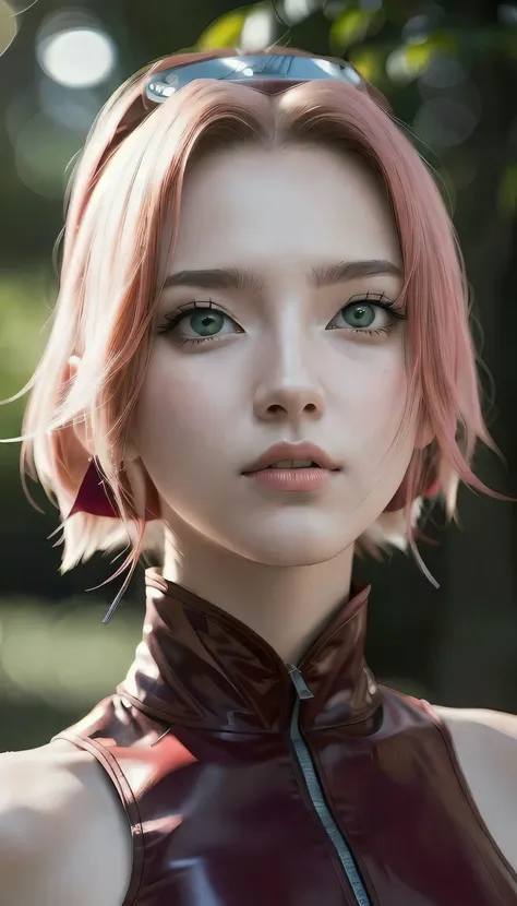 Close-up of a pink-haired woman wearing a leather shirt., Beautiful anime face images, hyper realistic anime, beautiful anime pictures, anime realism, anime realism style, Cute girl with short pink hair, Ross Tran 8 g, photorealistic anime, 8K vertical ren...