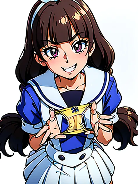 1 girl, (solo), ((amanogawaki)), best quality, highres, high quality, 8k, HD, super detail, anatomically correct, UHD, accurate, (masterpiece:1.0), (high quality:1.0), (ultra detailed), (no Background), (White Background), ((Adult)), (Blue White Uniform), ...