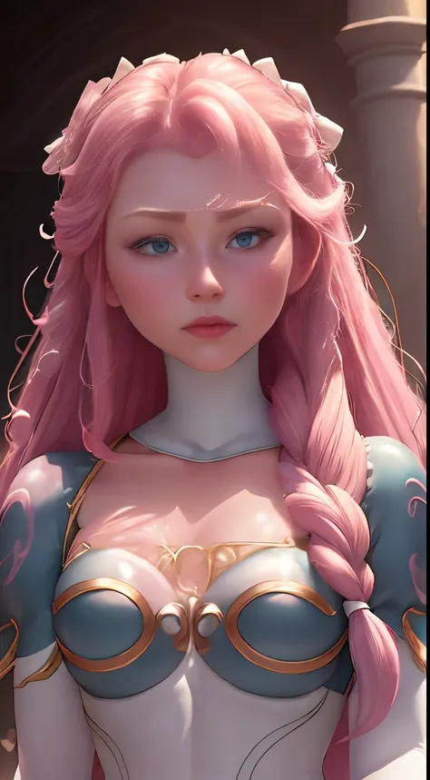 (rose quartz su-elsa frozen disney tinker waifu mezclando modelos .) (ultra fusion of white and pink hair) highly detailed cg un...