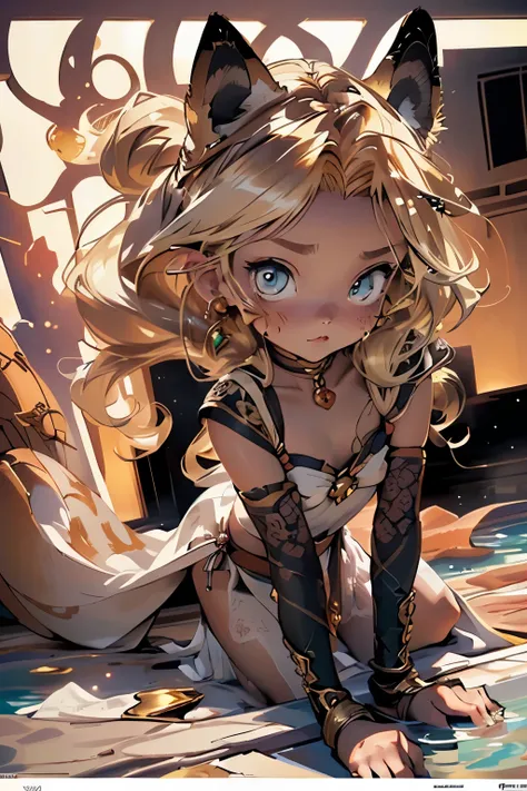 cute  elf,(((little ,tiny little body,little))),(((6 years old))),((anime elf  with extremely cute and beautiful blonde hair)), ...