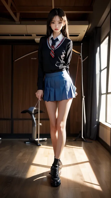 ((masterpiece)),(((最high quality))),(((girl standing in a school classroom:1.7))),((((photograph the whole body from knee height...