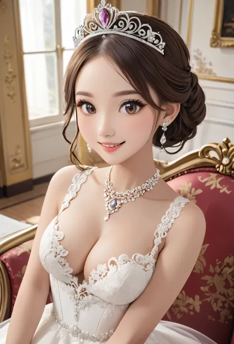 (One girl), Updo, Princess, Very cute face, Great face and eyes, (Very detailed目, Very detailed顔), Fresh, Very beautiful appearance, (Ultra-realistic, High resolution), (Highest quality:1.4), (super high quality), Real skin texture, RAW Photos, (Realistic,...