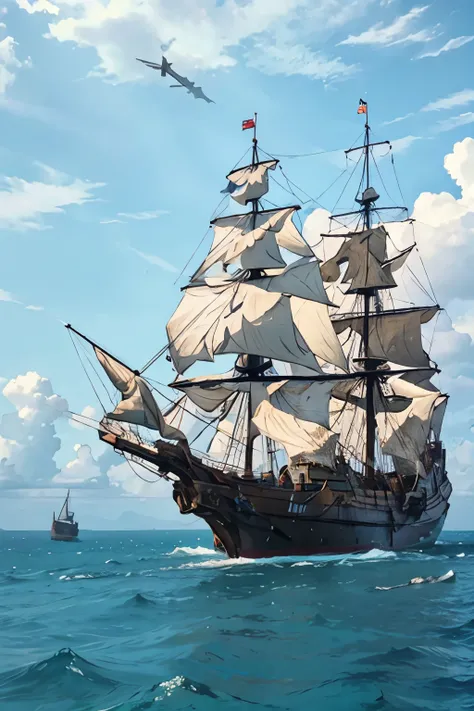 (two galleons exchange gunfire:1.2)、(explosion:1.2)、(fire:1.2)、horatio hornblower、naval battle with caribbean pirates、