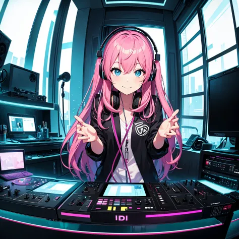 Fun, dj, DTM, Enjoying alone in your room, One girl, alone, Headphones, Long Hair, silhouette,DJ,
