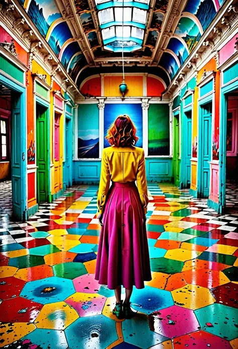 She expressed her fears with pessimistic images.,Images of places on Earth are both sad and wondrous,At the same time, it is incredible., Bright colors,But chaos and order prevail, Everything looks different, There's nothing real, Everything is incredi...