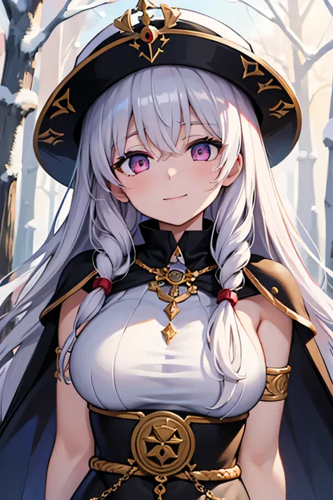 masterpiece, best quality, 16k, 1girl, solo, long hair, light hair, wavy hair, platinum hair, hair bangs, , (medium breasts:1.1), rating:safe, pink eyes, hair between eyes, evil smile, wearing a peplos, ancient greek dress, gold bracelets, arms behind back...