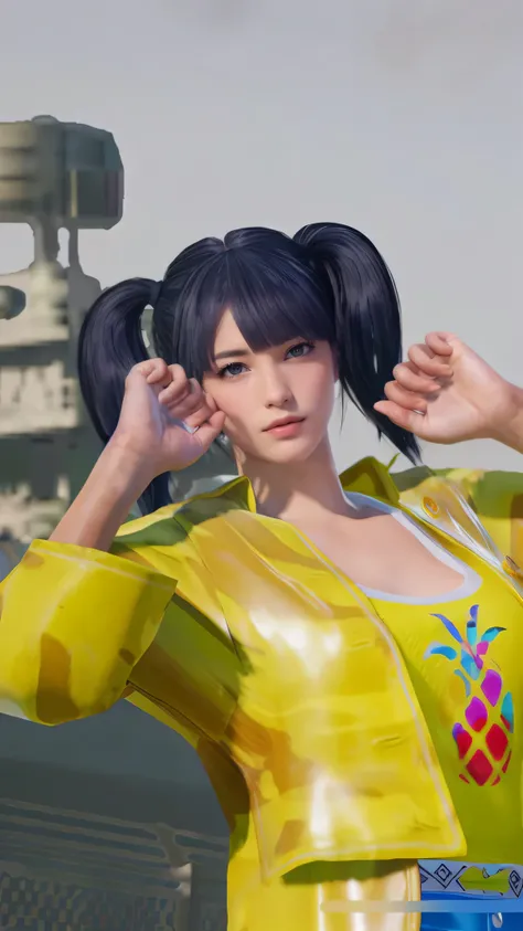 there is a woman in a yellow outfit posing for a picture, dead or alive 6, portrait of chun - li, as a character in tekken, portrait of chun li, fighting game character, chun li, chun-li, chun - li, katana zero video game character, inspired by Pu Hua, [ 4...