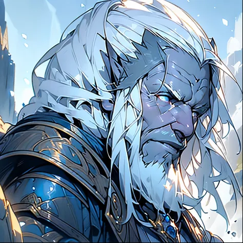 pointy ears, mature (((50 years old)), elf, fantasy, humanoid, white hair (((Short hair))), white beard, male, detailed face, realistic, highly detailed, extremely detailed, photorealistic, hyperrealistic, 8k, best quality, masterpiece, vivid colors, drama...