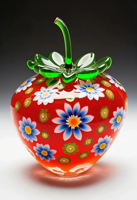 Millefiori glass style ，A strawberry