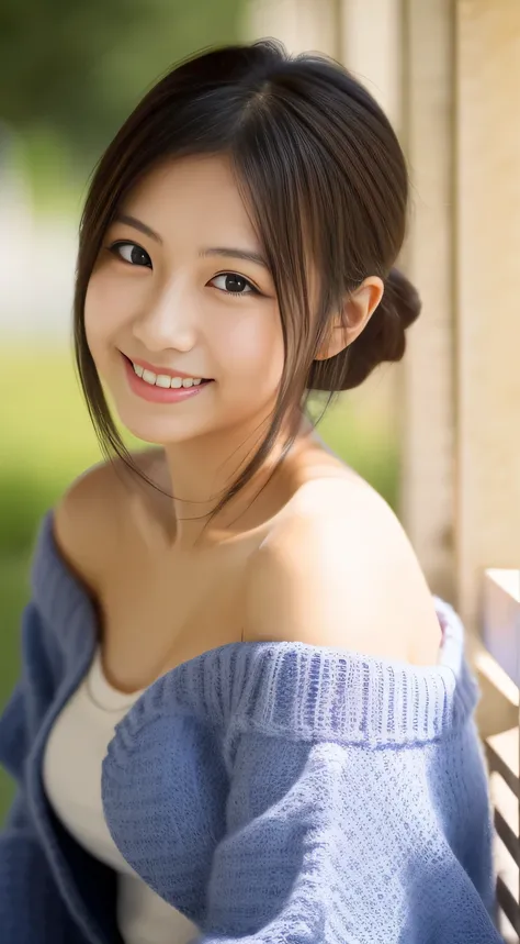 masterpiece,best quality,(Japanese girl),((Beautiful girl)),cleavage,(off shoulder:1.2),(perfect body beauty:1.2),(shy smile)