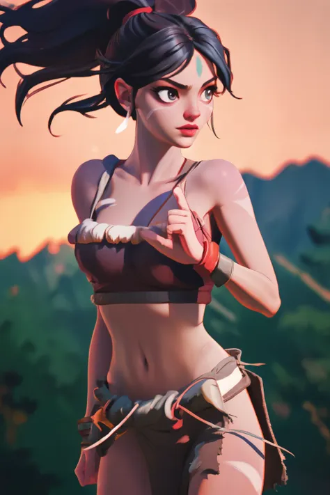 nidalee loincloth, wide shot, uhd, best quality, 8k, super detail