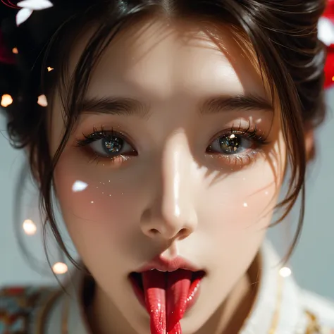 ExtremelyDetailed Kawaii girl Face (Close-up of KissableTongue)((Kissing to Camera)) glossy lips with beautiful details, extremely delicate and beautiful (TopQuality Masterpiece of 8K Ultra-detailed(ProfessionalPhoto:1.37)), {Amazing|finely detail|official...