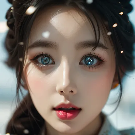 ExtremelyDetailed Kawaii girl Face (Close-up of KissableTongue)((Kissing to Camera)) glossy lips with beautiful details, Detailed Hair Flow Delicate Clothing Textures, extremely delicate and beautiful (TopQuality Masterpiece of 8K Ultra-detailed(Profession...