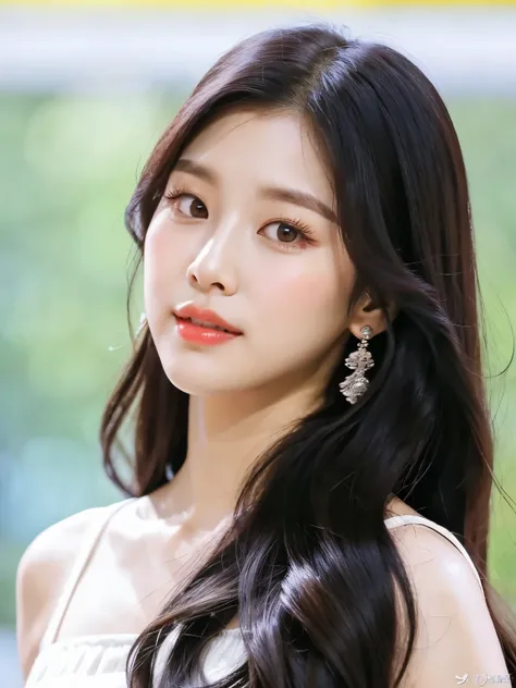 a close up of a woman with long hair and a white dress, popular south korean makeup, kim doyoung, jaeyeon nam, popular korean makeup, lee ji-eun, lee ji - eun, blackpink jennie, heonhwa choe, beautiful south korean woman, park ji-min, jinyoung shin, hwang ...