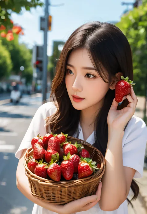 holding strawberries