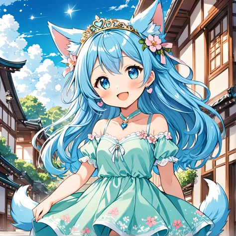 The mascot of the Anime Lover Brazil website is a  Japanese demi-human journalist with a charming appearance and a vibrant personality.. Your hair is sky blue, long and a little wavy, falling gracefully from the shoulders. Your eyes are big and clear, alwa...