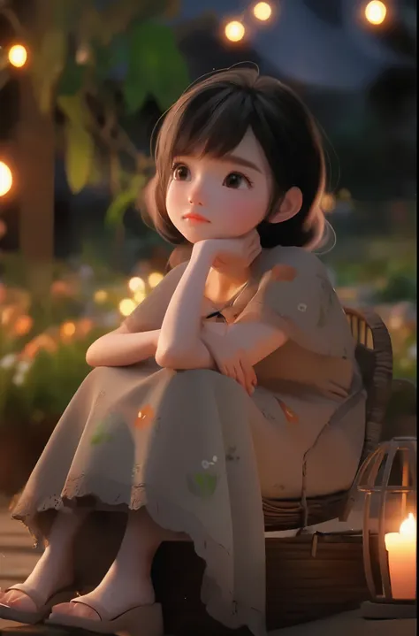 A long-haired girl sitting on a bench,Holding a cup in hand, charming细致的数字艺术, charming的数字艺术, charming卡通 character, charming的肖像, charming卡通, charming的角色, Soft portrait shots 8 k, charming的数字, charming的 3d 渲染, charming, charming的动漫女孩, charming美丽, Beautiful s...