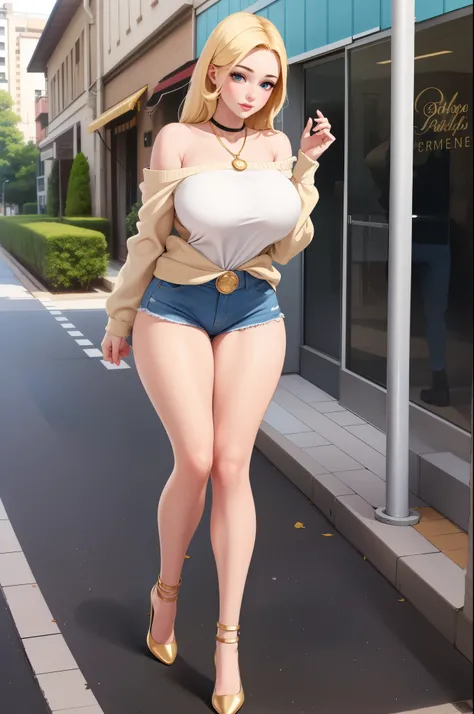 An extremely beautiful stunning woman with a perfect busty body, gold blonde long silky hair, big blue eyes, extremely super bright snow white fair stunning flawless glowing lush shiny white skin, a perfect tight hourglass figure, and a skinny waist, sexy ...