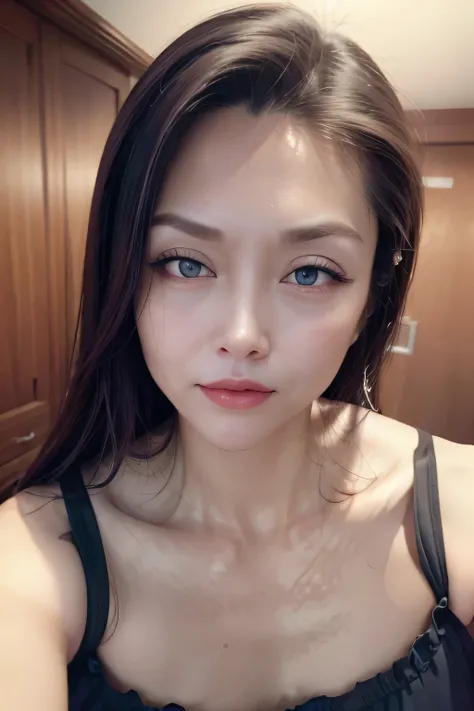 Makeup, sunken eyes, (movement of lips:1.4), Confused eyes, (Contempt:1.4), Disgust, Brow wrinkles, (Half-closed eyes:1.4), narrow forehead、Depth of written boundary, uhd, Anatomically correct, Super Detail, High Detail, 16K、Detailed face、Detailed eyes、