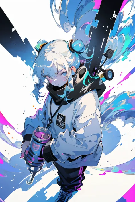 (zero), Highest quality,Pixiv, Fairytale Style, , From above, Face masks, drill hip hop, graffiti、simple, trap, Beautiful Face, Woman with a spray can, Underground, Lo-fi hip hop , dark,retrospective, flat, 2.5D ,Line art, Digital ink drawing, Big incline,...