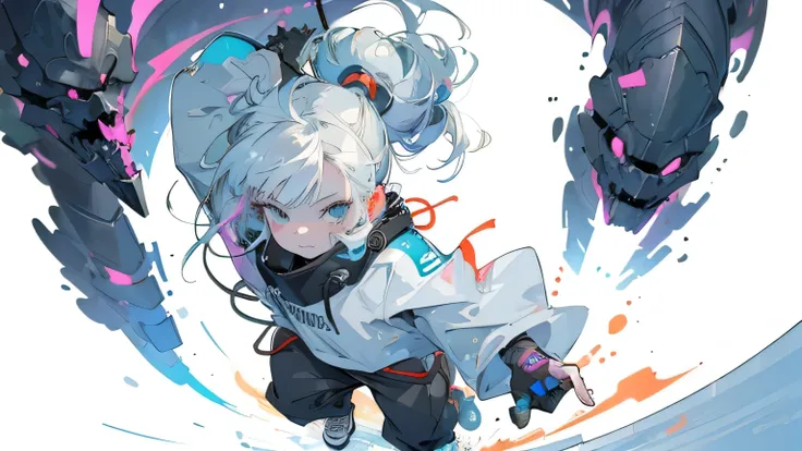(zero), Highest quality, Pixiv, white background, natural, Fairytale Style, , From above, drill hip hop, graffiti, simple, trap, Beautiful Face, Woman with a spray can, Underground, Lo-fi hip hop , dark,retrospective, flat, 2.5D ,Line art, Digital ink draw...