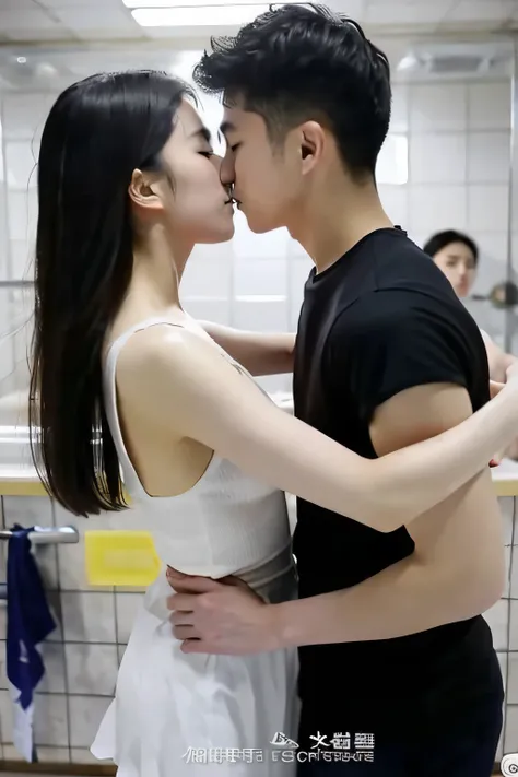 liu yifei, masterpiece, best quality, realistic, ultra-detailed, detailed, cute beijing ballet academy students kissing each oth...