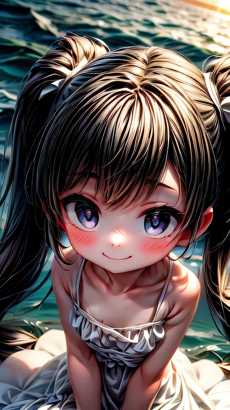 (((face close-up))), 最high quality, masterpiece, , ,short, huge breasts, black hair,low twin tails, black eyes, yukinecris, thin...