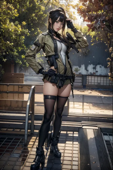 Standing strong amid the chaos of urban warfare、Extremely realistic detail of a Japanese girl in armor、A breathtaking photorealistic masterpiece。Framed in expansive 16k ultra-high resolution, this stunning image、Showing her ultimate cute face with delicate...