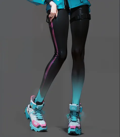  Beautiful girl with long legs, cyberpunk, cool