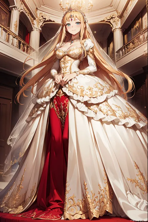 ((Anime art style)),(masterpiece),(best quality), (Super Detail),((Very delicate and beautiful)),1 girl,((Full body portrait)),Stand at the Palace of Versailles,((Solitary)),The art of math,(((1 princess in a gorgeous Rococo princess ball gown，Wear yours w...