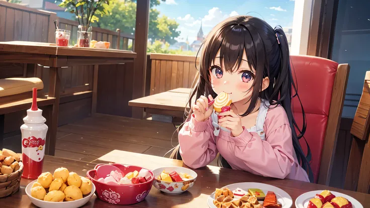 Cute,kawaii,1girl,eating sweets