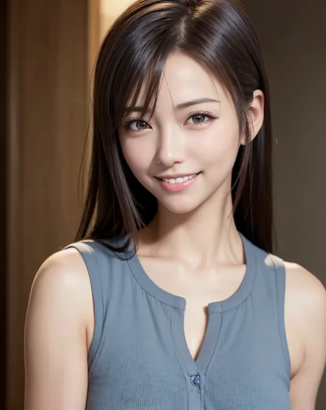 (masutepiece:1.3), hight resolution, ultra-detailliert,8k wallpaper, Realistic, Photorealsitic,Realistic Beauties,Detailed hair, Beautiful face,  high detailed skin texture,Cute smile