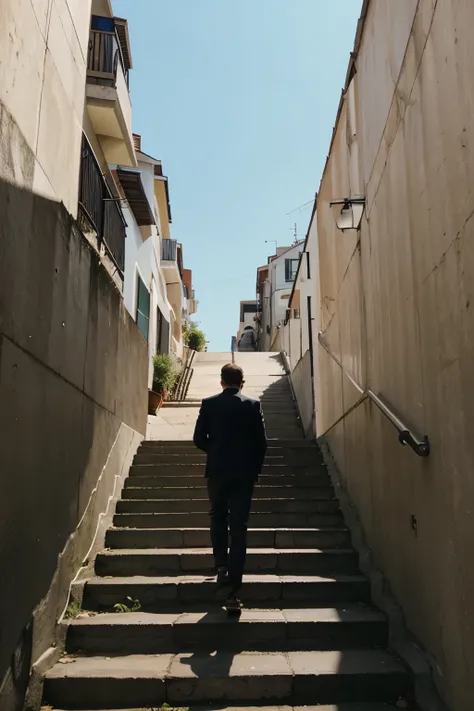 Man walking on stairs 