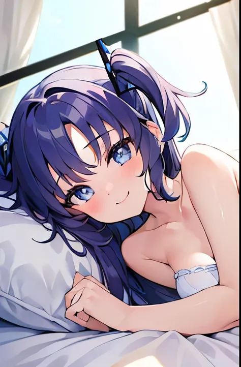 ((masterpiece)), ((best quality)), (ultra-detailed), on the bed, a cute girl, 1girl, solo, underwear00, ((beautiful eyes)), smile