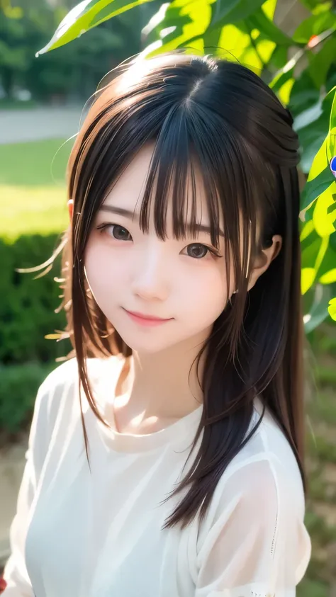 Highest quality、masterpiece、Film Grain、Ultra-high resolution、girl,shy, Detailed hands, View your viewers, Cute Face、Small Nose、Small breasts、smile:0.1