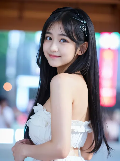 (Best-quality, Masterpiece, Ultra-High-Resolution, (Photorealistic:1.4), Raw Photo, depth of field, professional lighting), (1girl, the most famous 15-years-old Japanese-idol, having fun at Japanese summer festival, upturned ass), (wearing summer-clothes),...