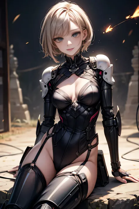 Highest quality, masterpiece, The finer details, Very delicate 8k wallpaper, (1 Beautiful Machine Girl), (Beautiful Eyes), Long eyelashes, Compensate, Short Hair, Pink Lips, Five mechanical finger joints, Mechanical Hand, Mechanical legs: 1.1), colorful, (...