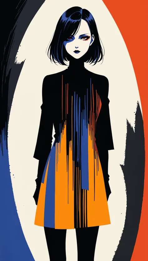 in style of Bradley K. McDevitt,in style of Hans Hartung,,in style of Brandon Mably
character concept design,half body,1girl，death style，