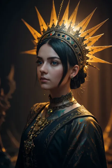 8K, ARTISTIC photogRAphy, melhor qualidade, mAsteRpiece: 1.2), A (potRAit:1.2) Boneca estilo Don Bluth, in a DRagons LaiR, cinema sincero RAW de corpo inteiro, 16mm, coloR gRaded poRtRa 400 film, RemaRkable coloR, ultRa Realistic, sad admospheRe, daRk ligh...