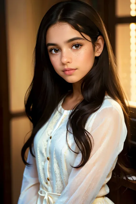 ((best quality)), ((masterpiece)), (detailed), beautiful nine year old latina girl, perfect face, calm expression, soft expressi...