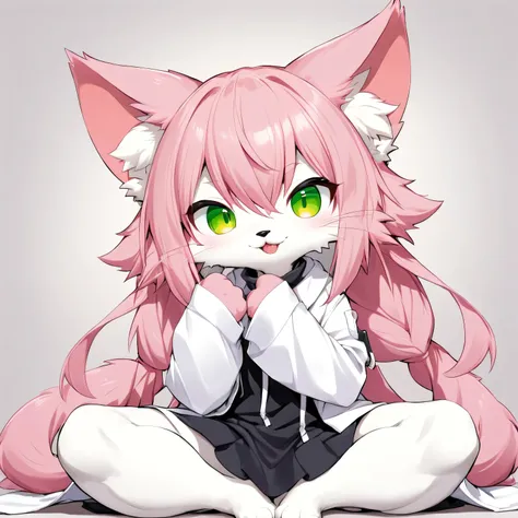 best qualiy,furry,neko_hakase,furry,sit,look at viewer,pink hair