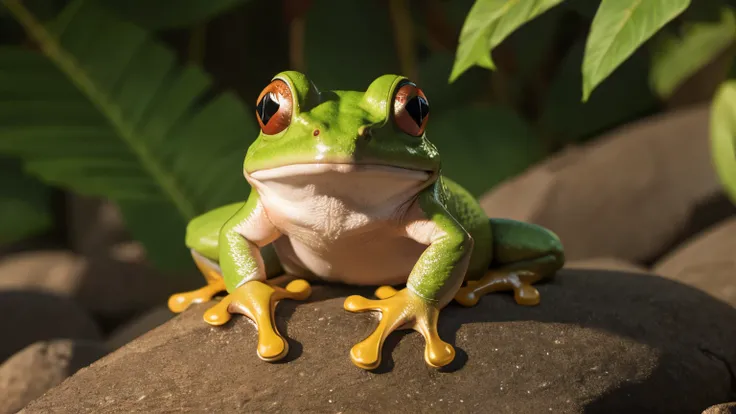Hyper-detailed 3D model of a tree frog, pure white environment