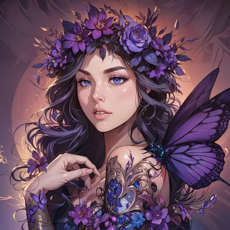 {8k image}, 1beautiful mature woman, 35 years old, pointed nose, fleshy lips, triangular face, big hair with bangs (wine), blue eyes, {looking directly at the viewer}, {facing forward}, {perfect anatomy}, {image focused only on the face}, {face portrait}, ...