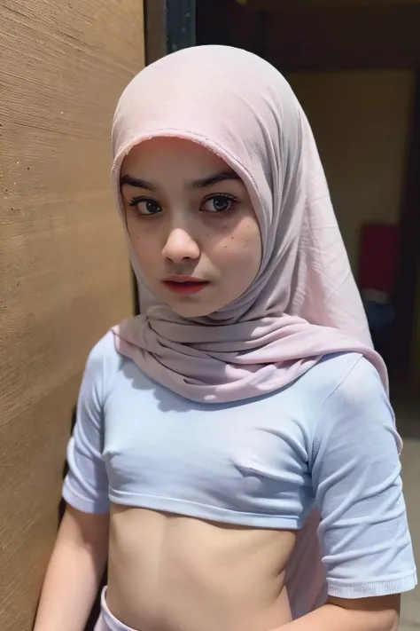 ((TINY THIN)), ((ANGRY FACE EXPRESSION)), ((ULTRA RESOLUTION)), ((UHD)), ((8K)), ((((HALF BODY  PORTRAIT)))), ((HIJAB G-STRING & THONG)) ((NAKED WHITE)), ((SMALL:2))