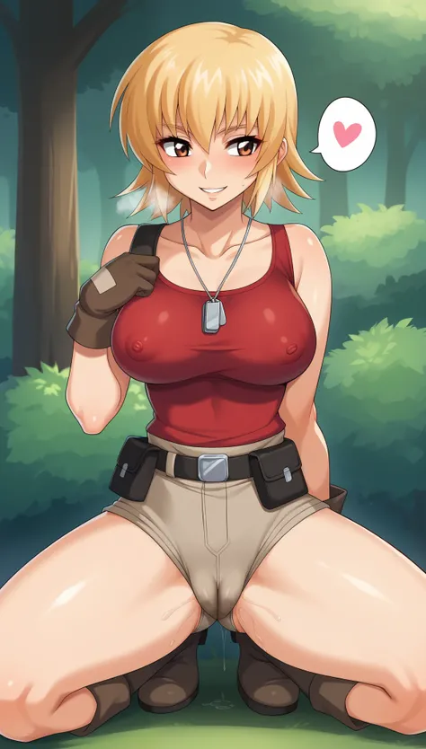 score_9, score_8_up, score_7_up, score_6_up, outdoor,
BREAK
ExpressiveH, souce_explicit, souce_anime,
BREAK
1girl,1girl, cagalli, blonde hair, short hair, brown eyes, elect nipple, large breasts, seductive, smile, spoken heart, 
red shirt, grey hotpants, b...