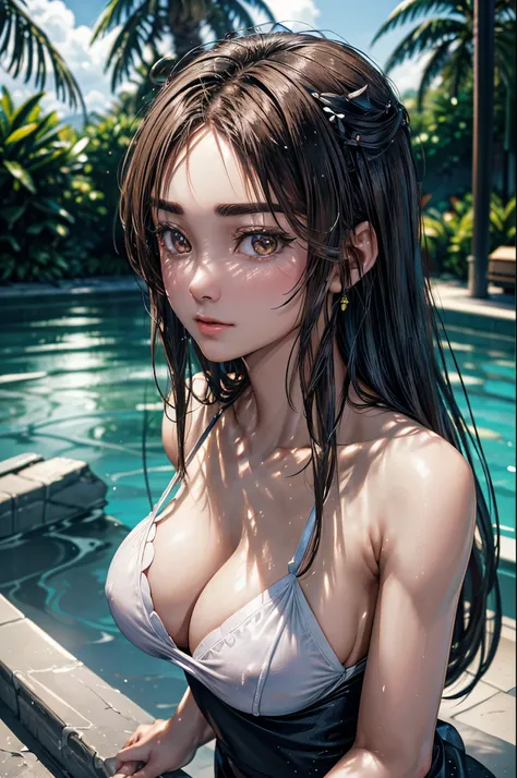 Masterpiece, highest quality: (1.2), RAW photo, (realistic, photorealistic: 1.2), (8K, high resolution, ultra-detailed: 1.3), one girl, perfect anatomy, (focus on face, looking at the viewer), (22-year-old beautiful Japanese girl, swimsuit ）, (realistic de...